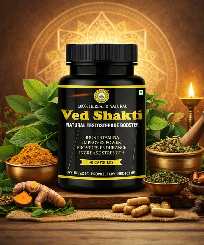 Ayurvedic Ved Shakti Stamina & Energy Booster for Men - Herbal Gold Capsules | Natural Strength, Vitality & Performance Enhancer