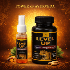 Ayurvedic Stamina & Energy Booster for Men - Herbal Gold Capsules & 30ml Vitality Oil | Natural Strength, Vitality & Performance Enhancer